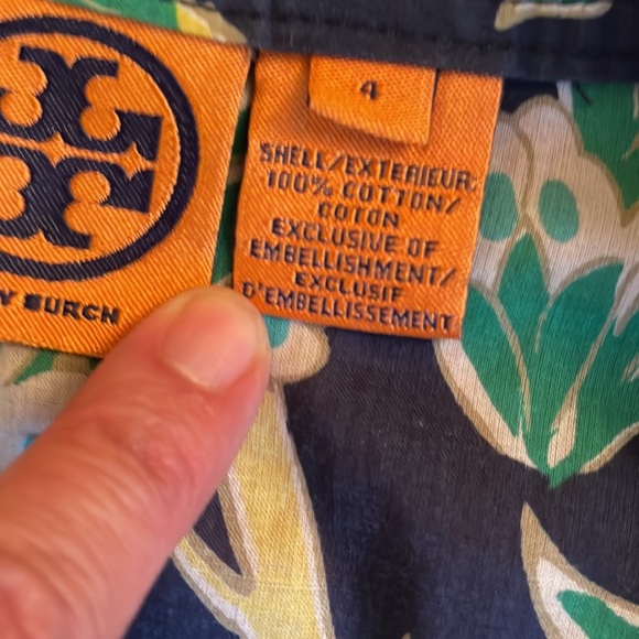 Tory Burch 100% cotton top flower pattern with sequins. Size 4 - Picture 4 of 5